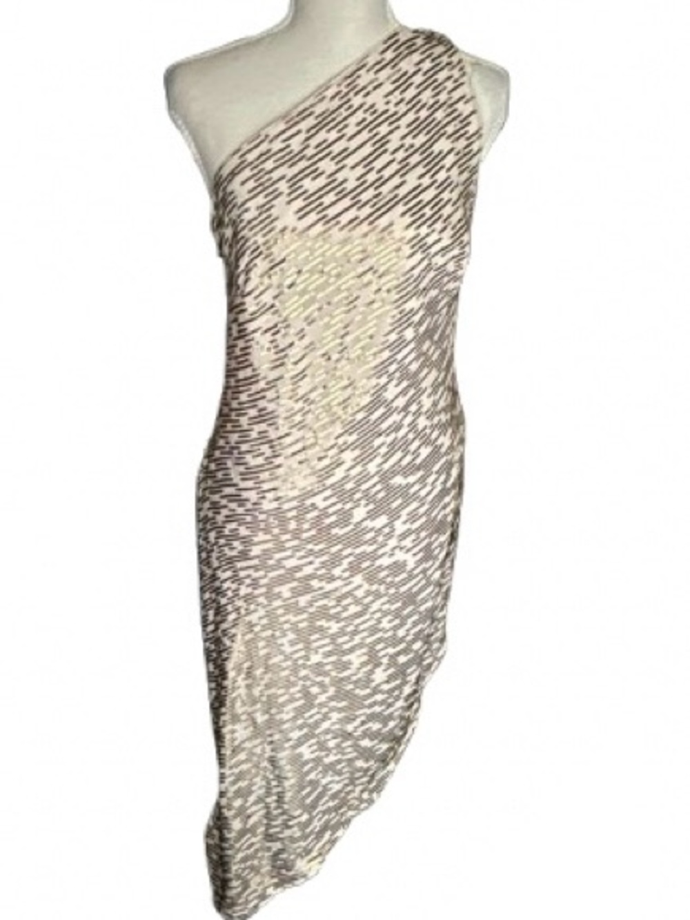Stunning! HALSTON HERITAGE Small Gold Cream Sequin Dress Gown Designer  Sz 4